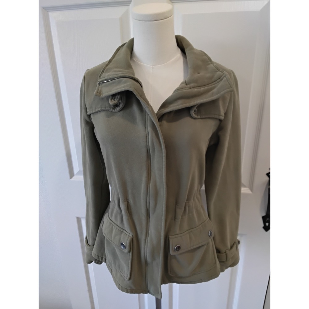 ROXY Womens Khaki Utility Jacket Drawstring Waist Military Style‎ Size M